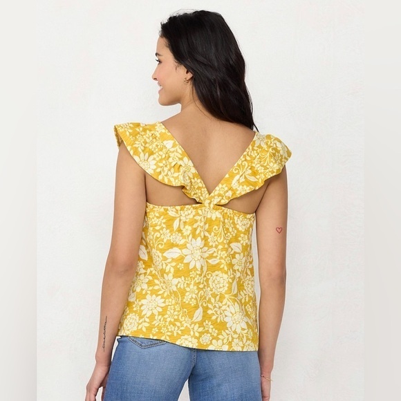 LC Lauren Conrad Floral Ruffled Sleeve Top l SIZE S - Picture 3 of 10